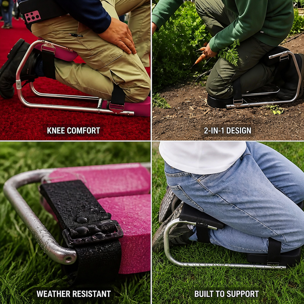 2-in-1 Padded Weather-Resistant Knee Pad & Stool (Adjustable Strap)