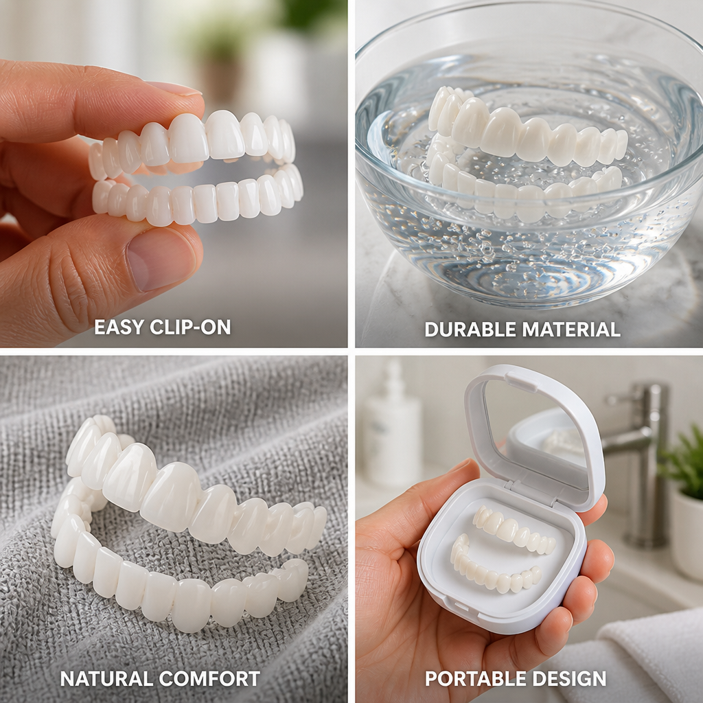 3D Bionic Bright White Clip-On Veneer Teeth (Adjustable Upper & Lower)