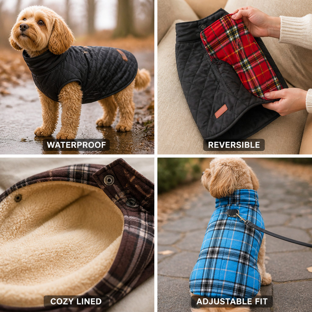Reversible Waterproof Cozy-Lined Dog Coat