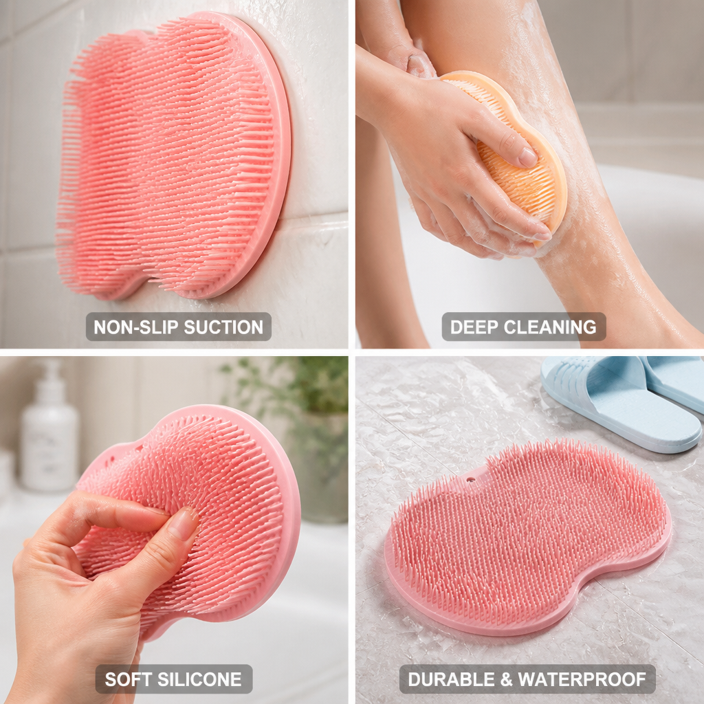 Silicone Non-Slip Suction Cup Shower Scrubber