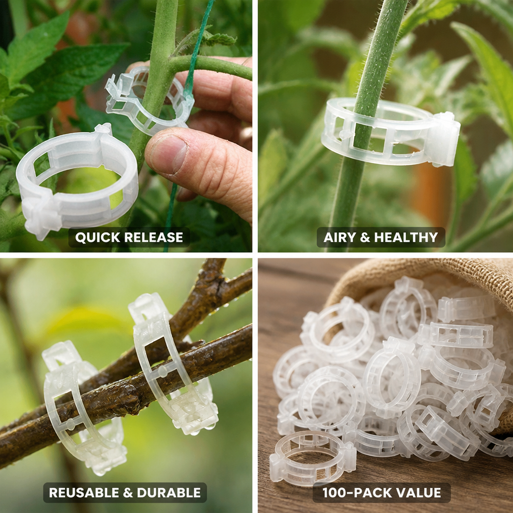 Gentle Quick-Release Reusable Plant Support Clips (100-Pack)