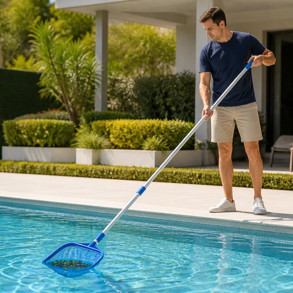 Anodized Aluminum Anti-Skid Telescopic Pool Pole