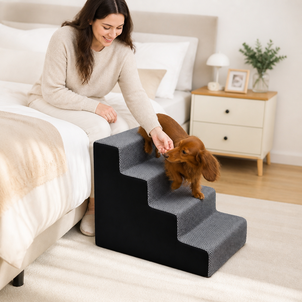 Anti-Slip Adjustable Right-Angle Pet Stairs (3-5 Steps)