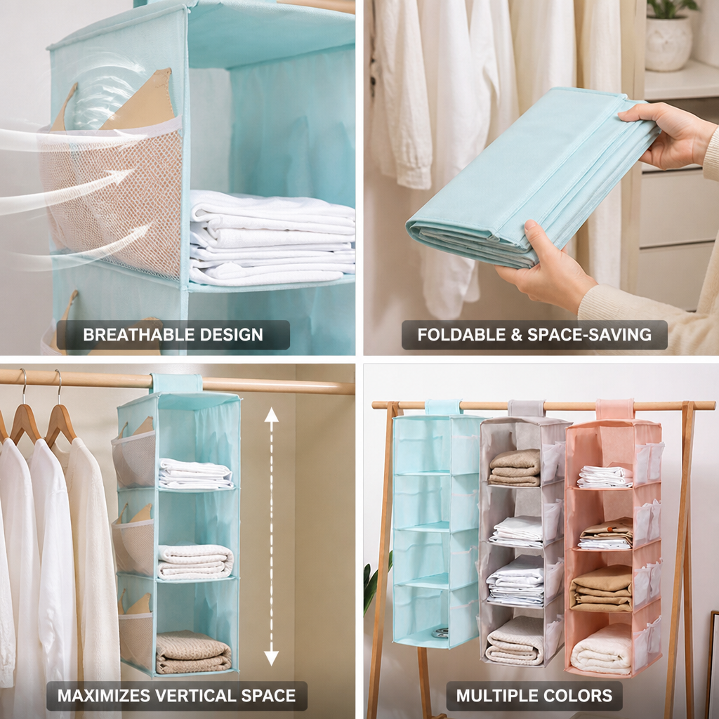Breathable Non-Woven Hanging Closet Organizer (Multi-Tier)