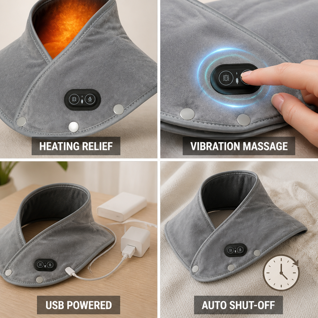 Heat & Vibration USB-Powered Neck & Shoulder Heating Pad