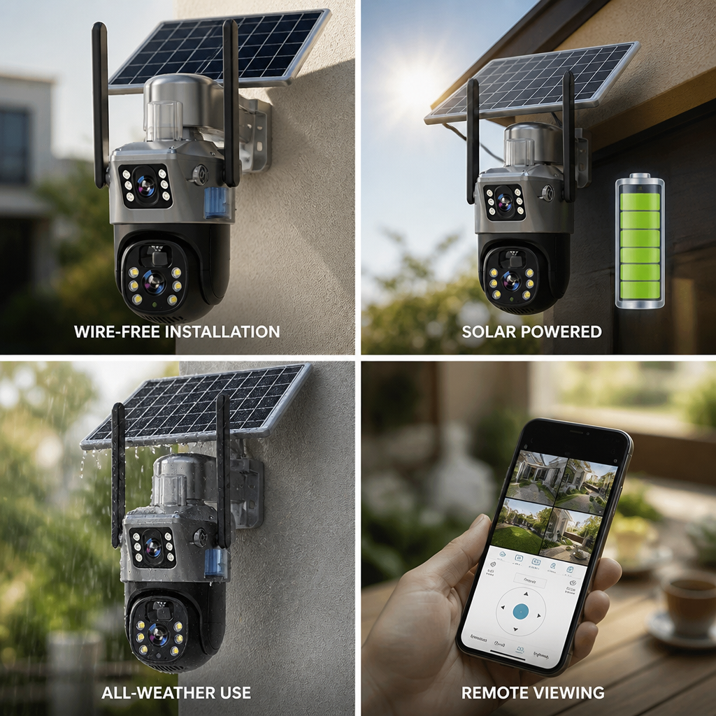 4K Dual-Lens Solar-Powered Outdoor Security Camera (360° PTZ)