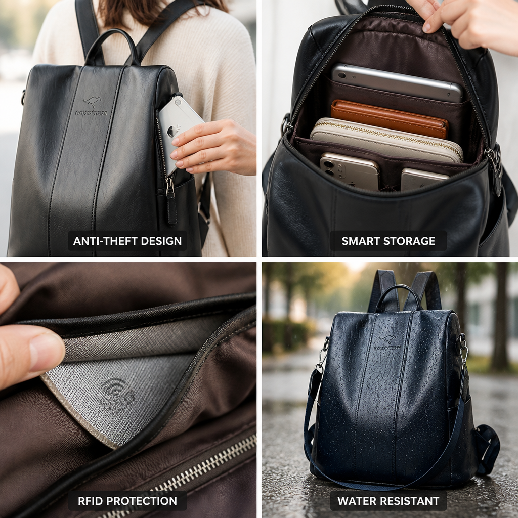 Concealed Zipper & RFID-Blocking Anti-Theft Backpack