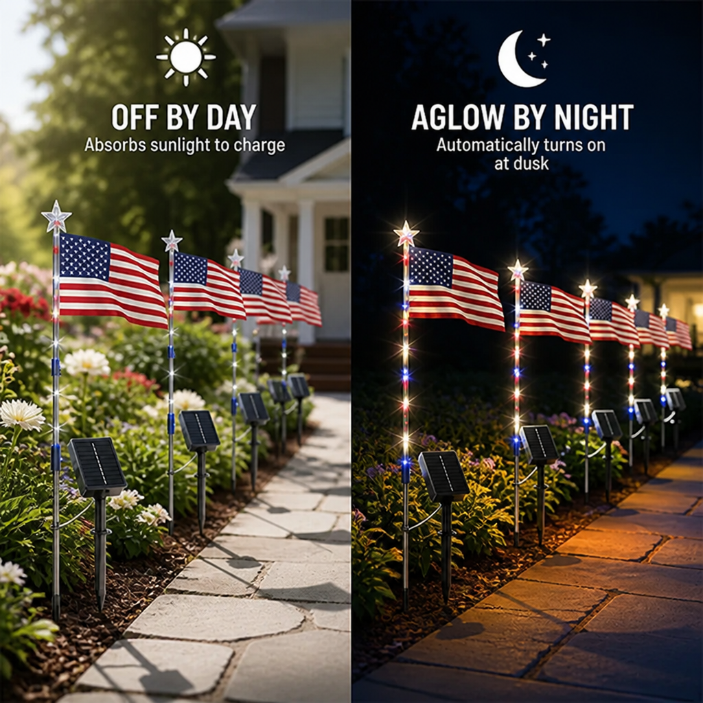 PatriotBeam™ 8-Piece Flag Light Set — Light Up Your Backyard with Pride and Unstoppable Freedom
