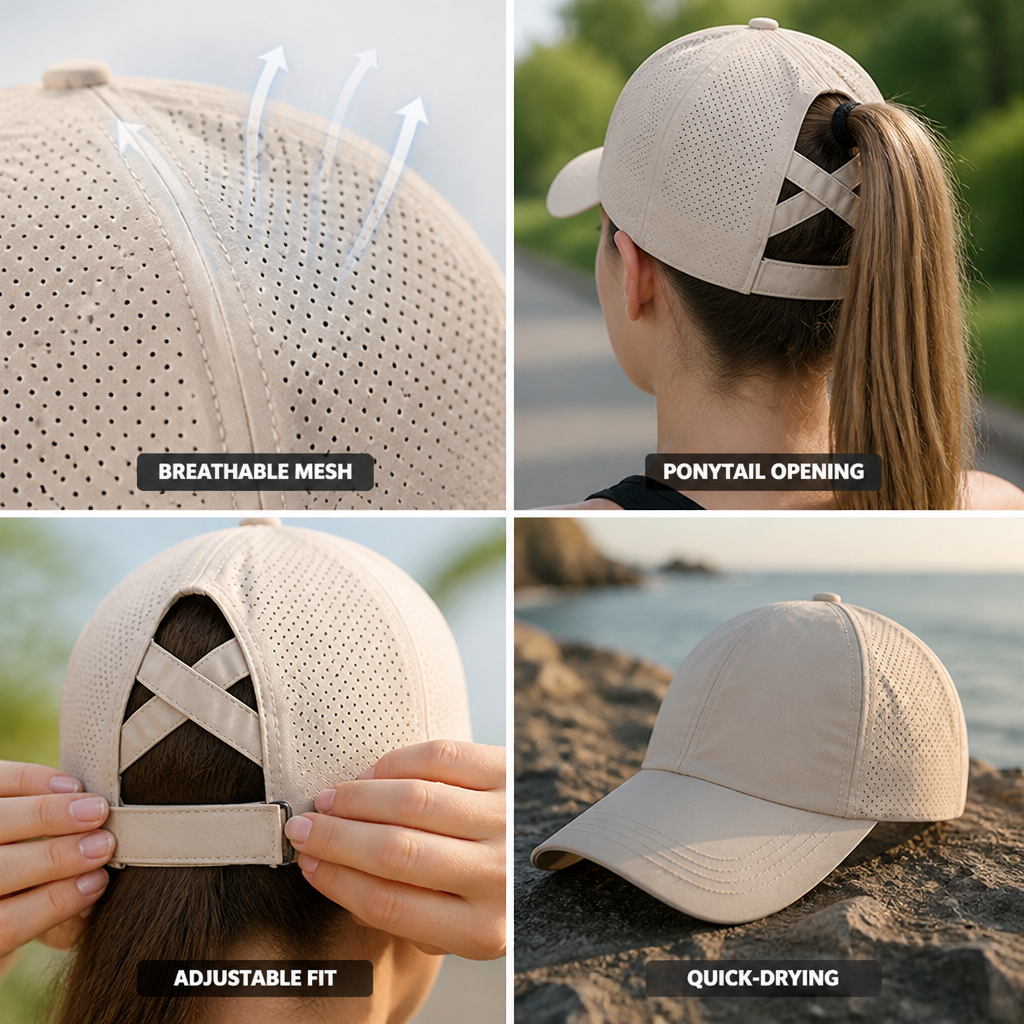 Breathable Mesh Quick-Drying Baseball Cap (Ponytail Opening)