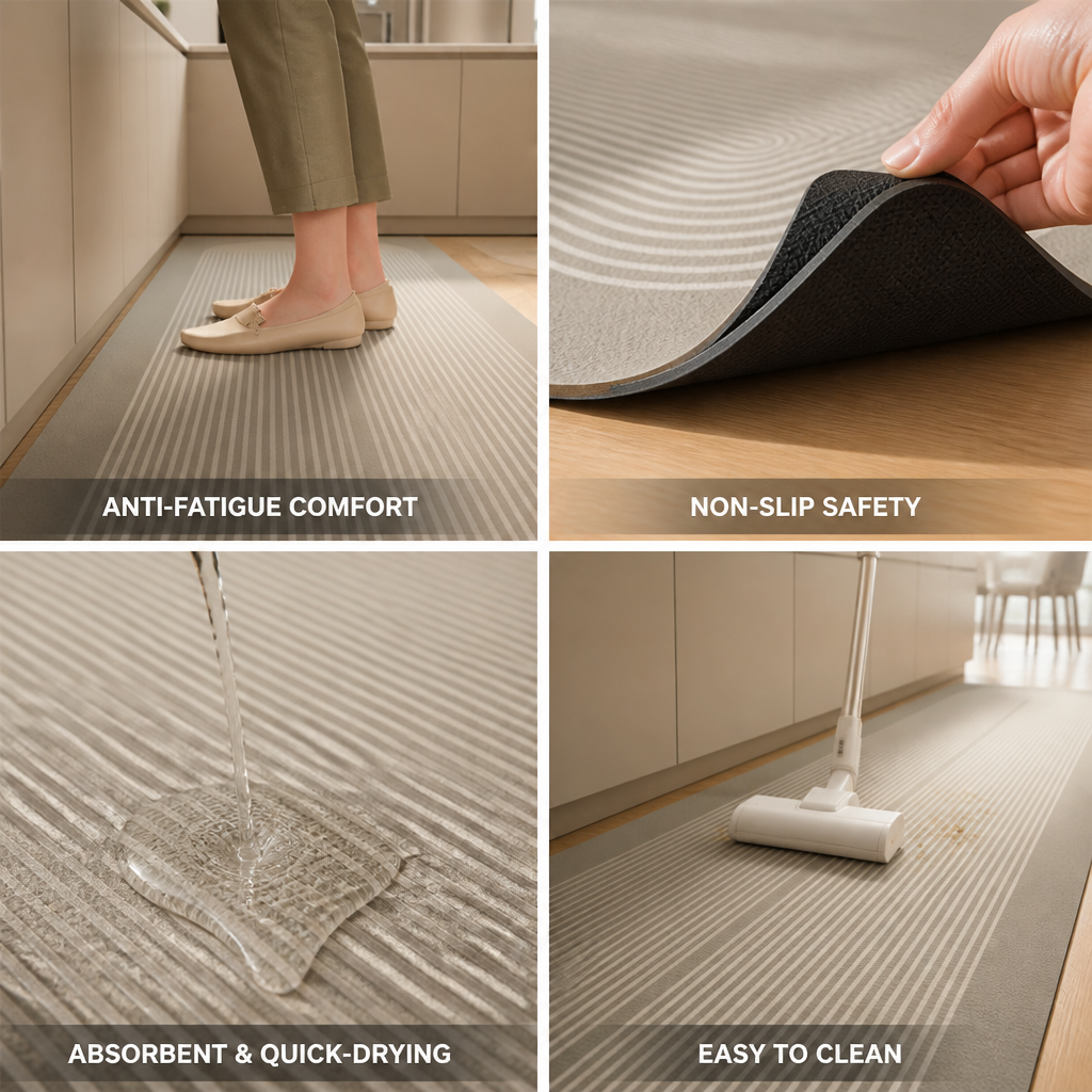 Anti-Fatigue Absorbent Kitchen Mat (Non-Slip Rubber Backing)