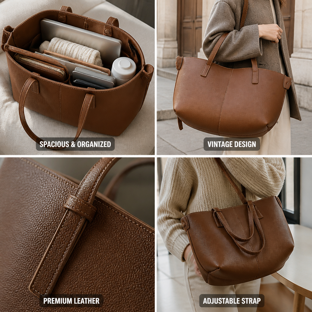 Premium Leather Vintage Multi-Compartment Shoulder Bag
