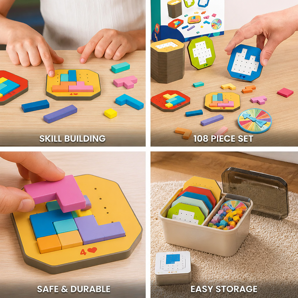 108-Piece Non-Toxic Multi-Level Logic Puzzle Game (20 Task Cards)