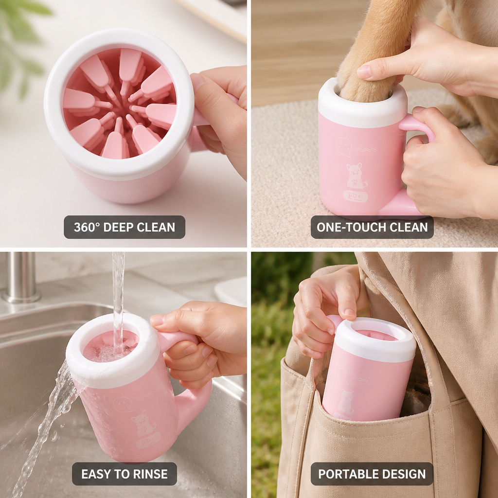 One-Touch 360° Soft Silicone Paw Cleaning Cup