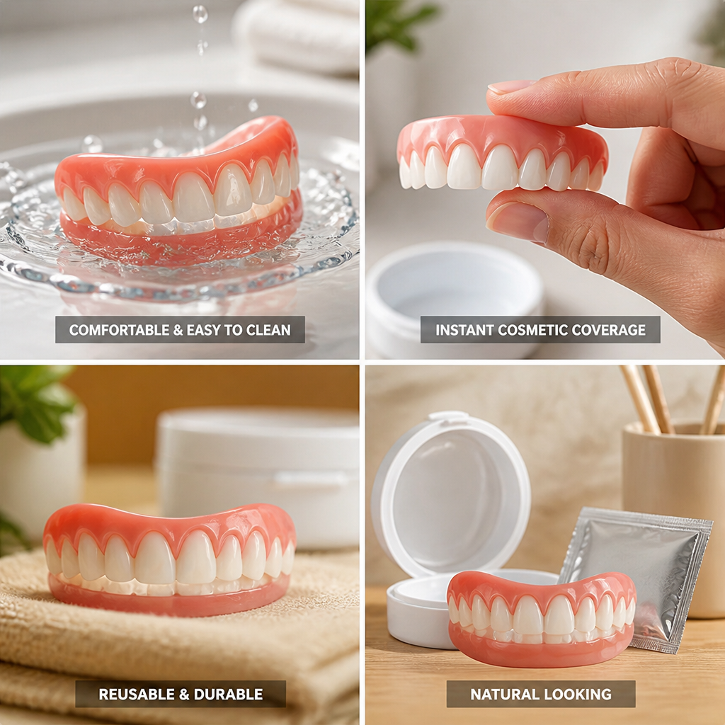 Instant Full-Coverage Temporary Teeth Covers (Red Gum Tissue)