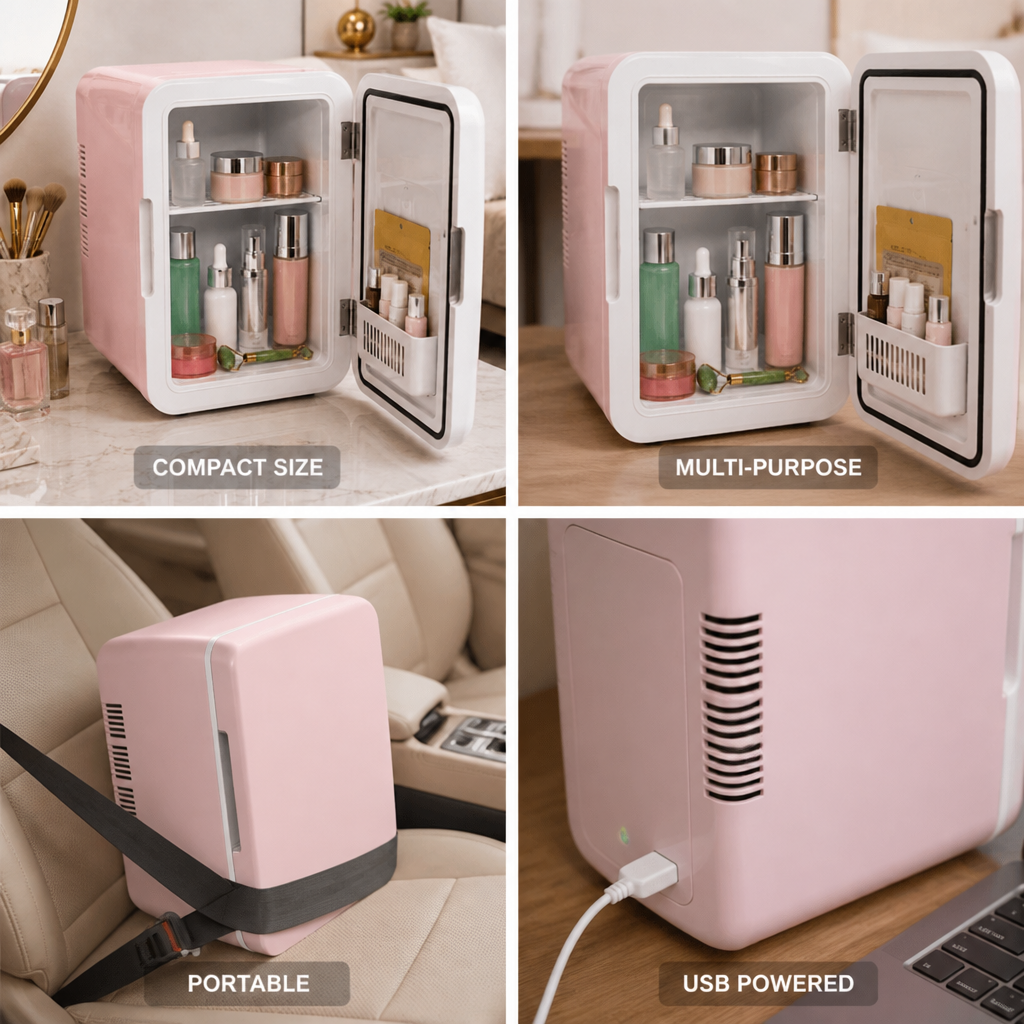 USB-Powered Compact Mini Fridge (For Drinks & Cosmetics)