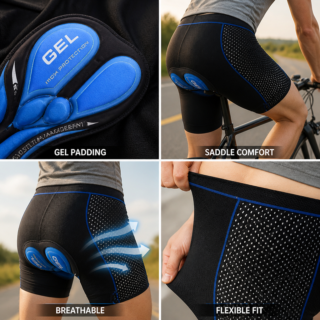 Gel-Padded Breathable Moisture-Wicking Cycling Shorts (Unisex)