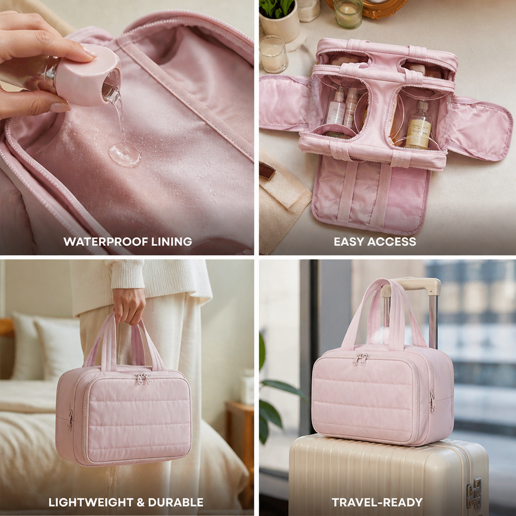 Waterproof-Lined Full-Open Toiletry Organizer