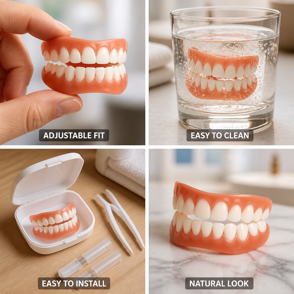 Adjustable Fit Natural-Looking Temporary Veneers (Upper & Lower Set)