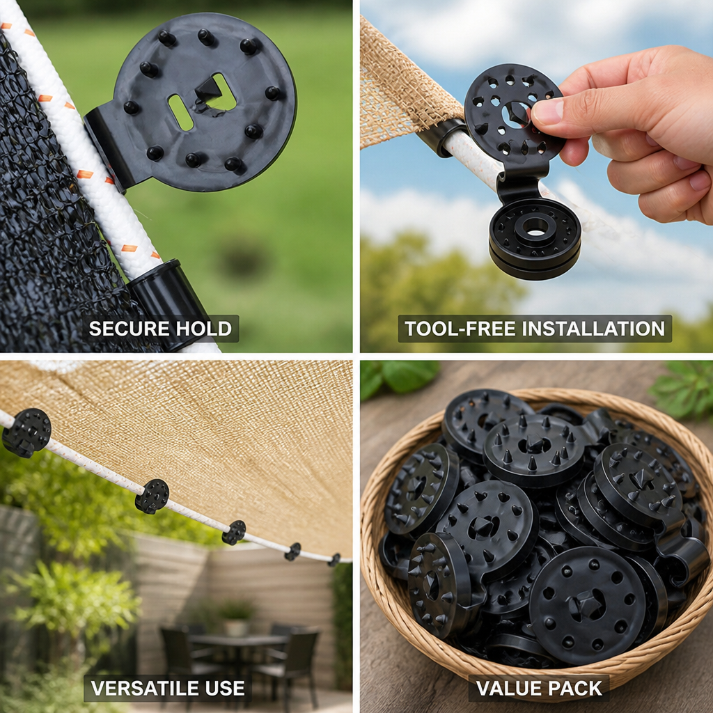 Lock-Grip Snap-On Plastic Shade Net Clips (Pack of 50)