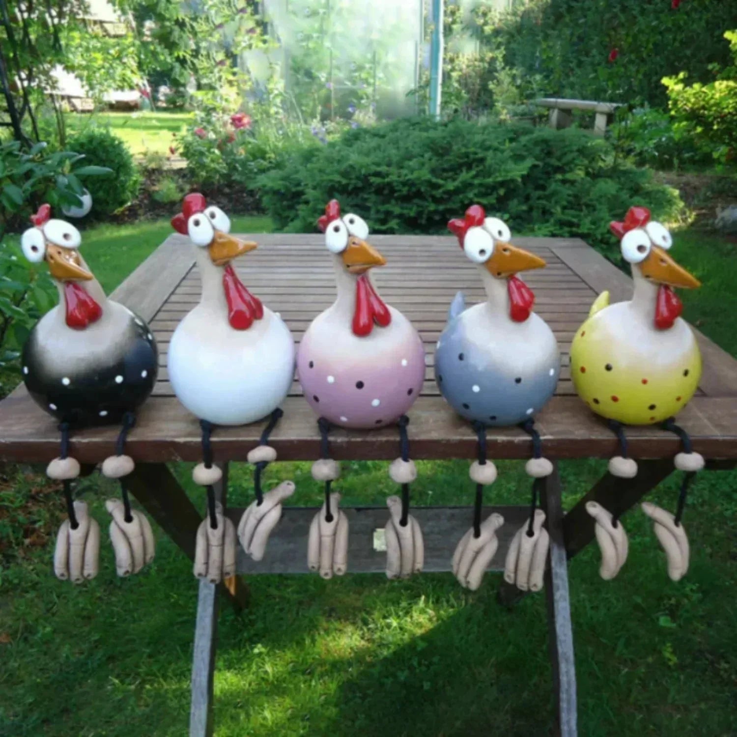 Polka Dot Chicken Garden Statue – Durable Outdoor Decor