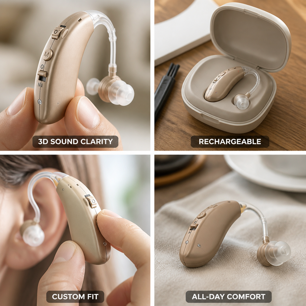 Rechargeable 3D Sound One-Touch Hearing Aid (Single or Pair)