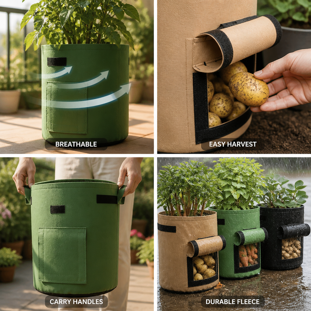 Breathable Fleece Planting Bag (Harvest Flap & Reinforced Handles)