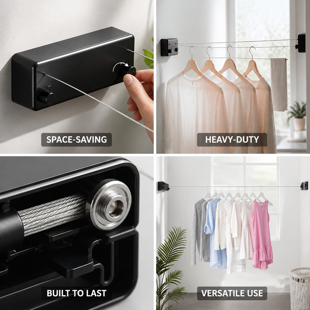 Invisible Retractable Stainless Steel Clothesline (Dual Line)