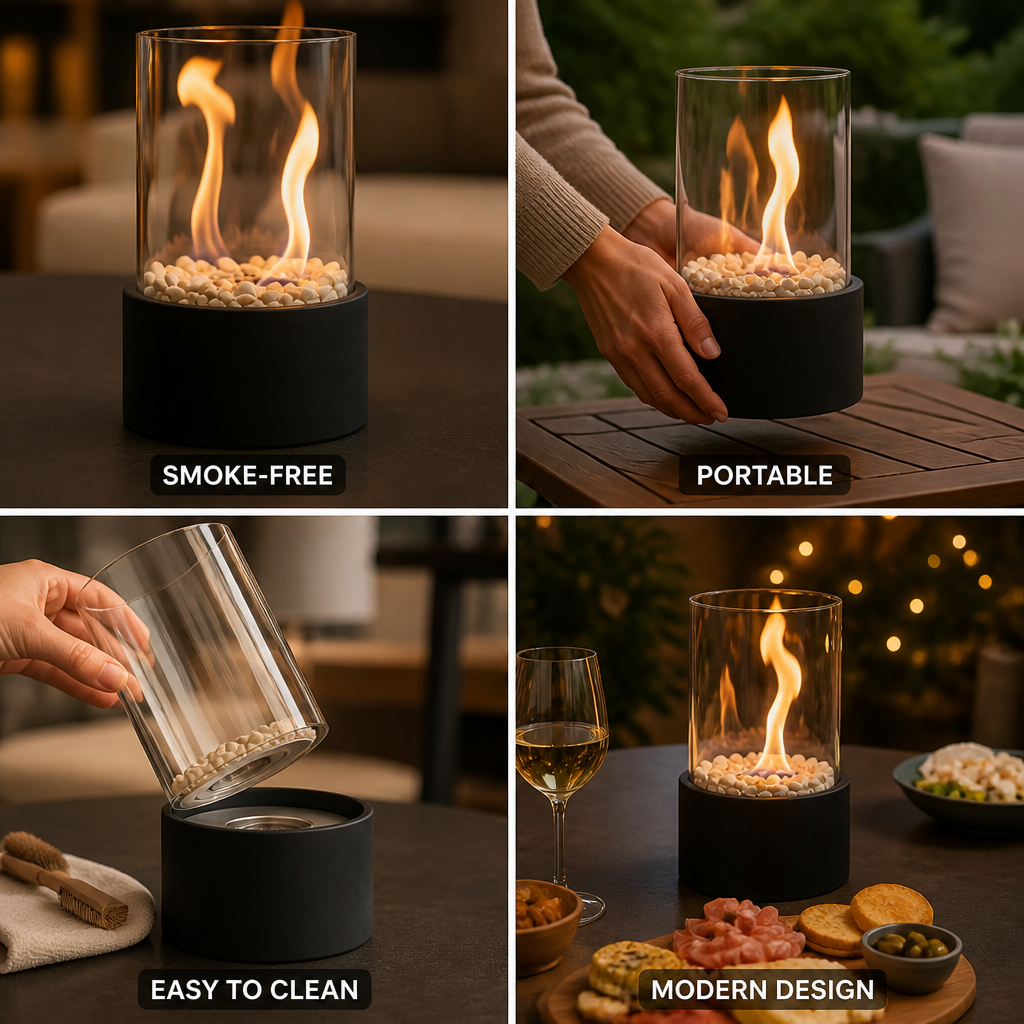 Portable Clean-Burning Smoke-Free Tabletop Fireplace