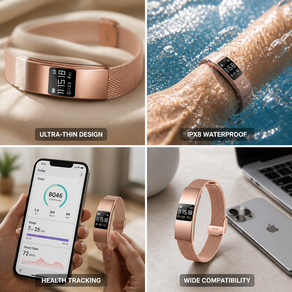 Ultra-Thin IPX8 Health-Tracking Smartwatch