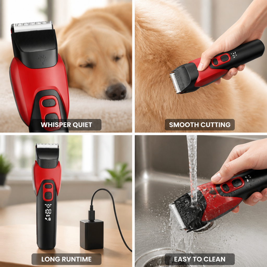 Whisper-Quiet Cordless Titanium Ceramic Dog Clippers