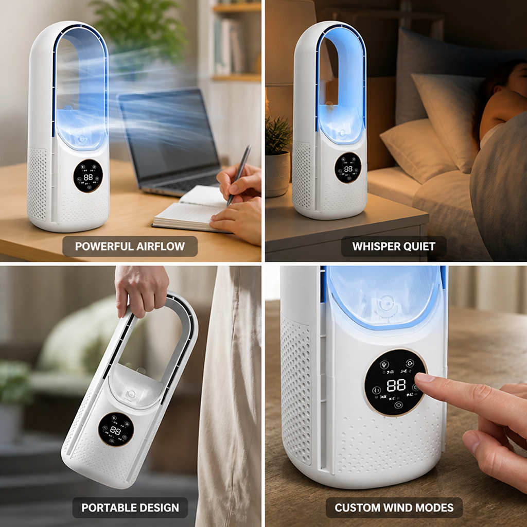 Bladeless Portable Whisper-Quiet Air Cooling Fan