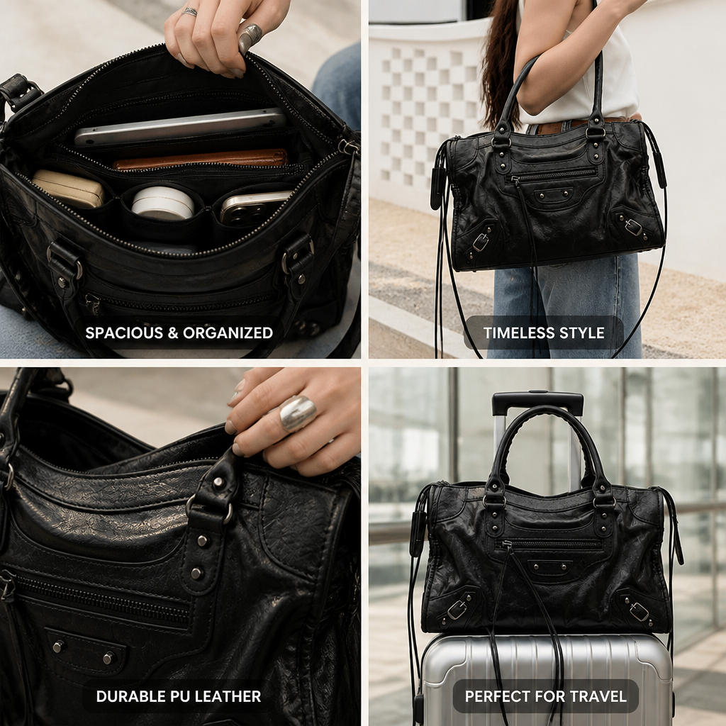 Spacious PU Leather Shoulder Bag (Multiple Pockets)
