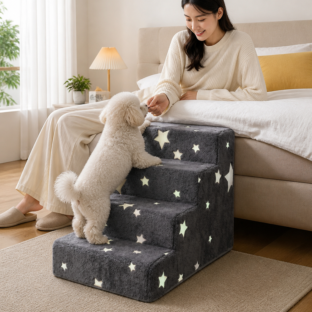 Joint-Friendly Foam Non-Slip Dog Stairs (4-Step)