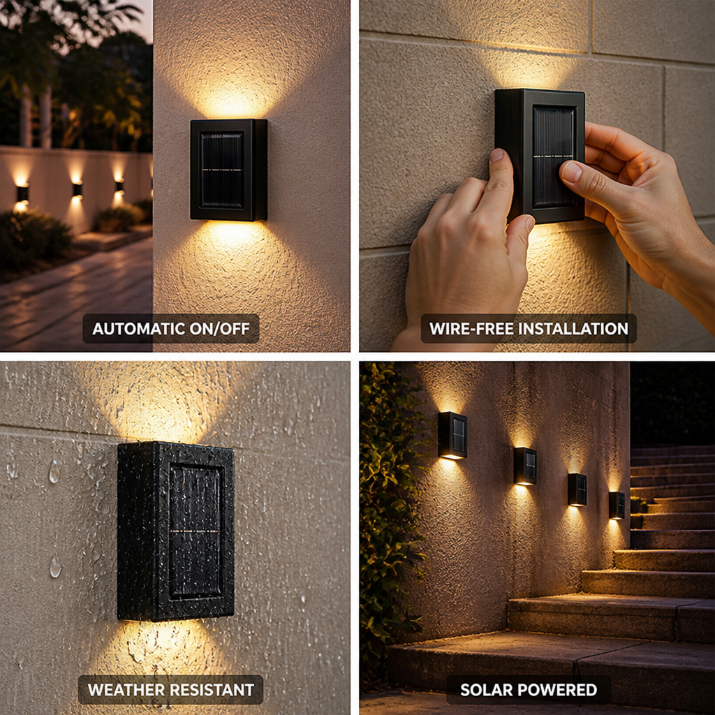Solar Dusk-to-Dawn LED Wall Light (IP65 Weather-Resistant)