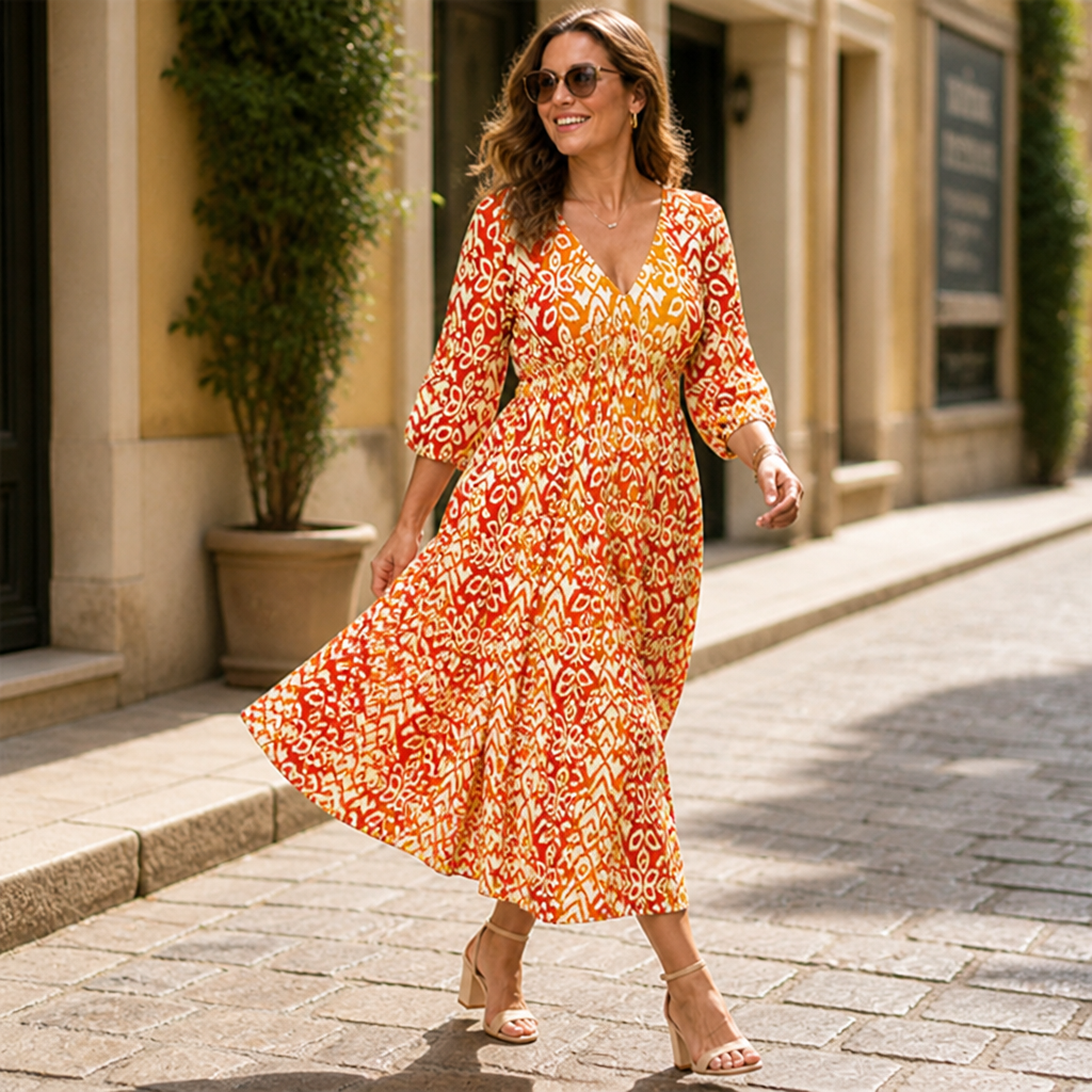 VelaRose™ Floral V-neck Dress — Sculpt Your Curves with Effortless Elegance and All-Day Comfort