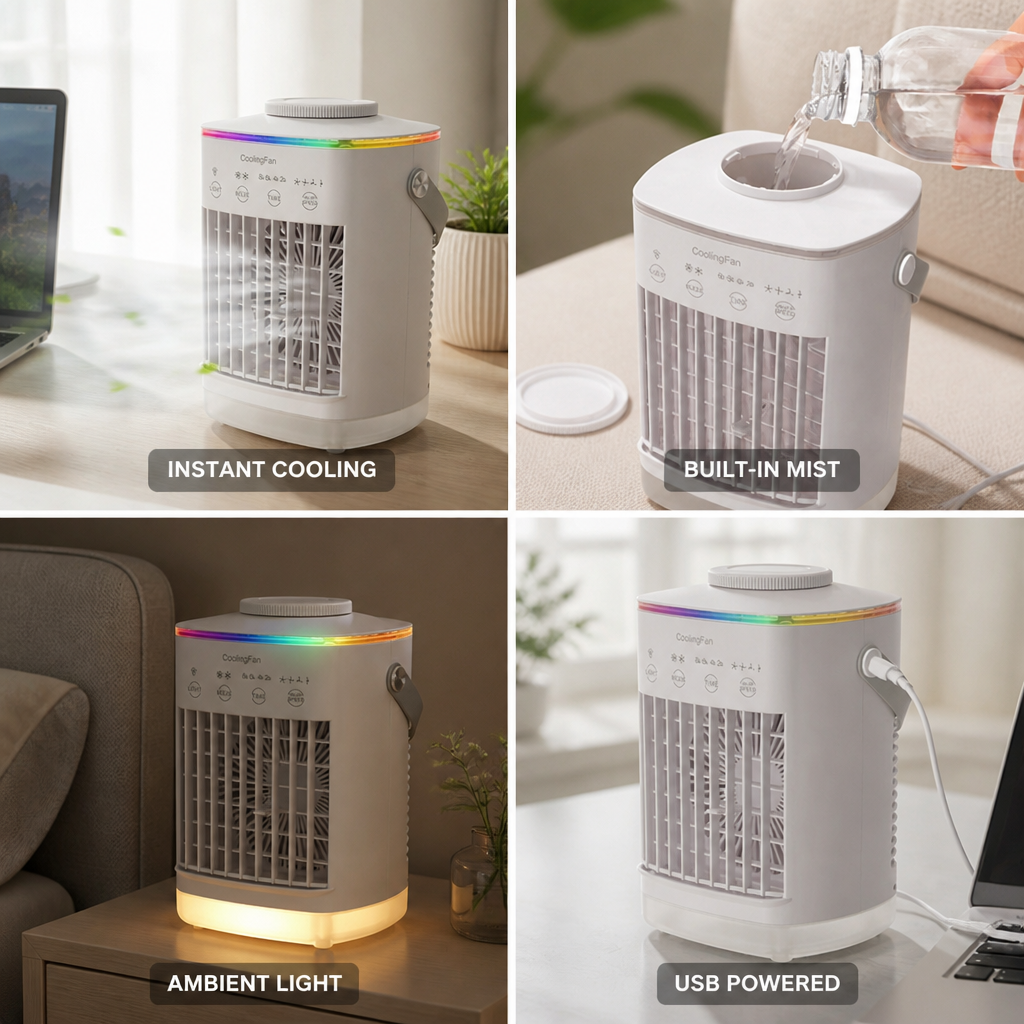 Ultrasonic Mist & USB-Powered Personal Air Cooler
