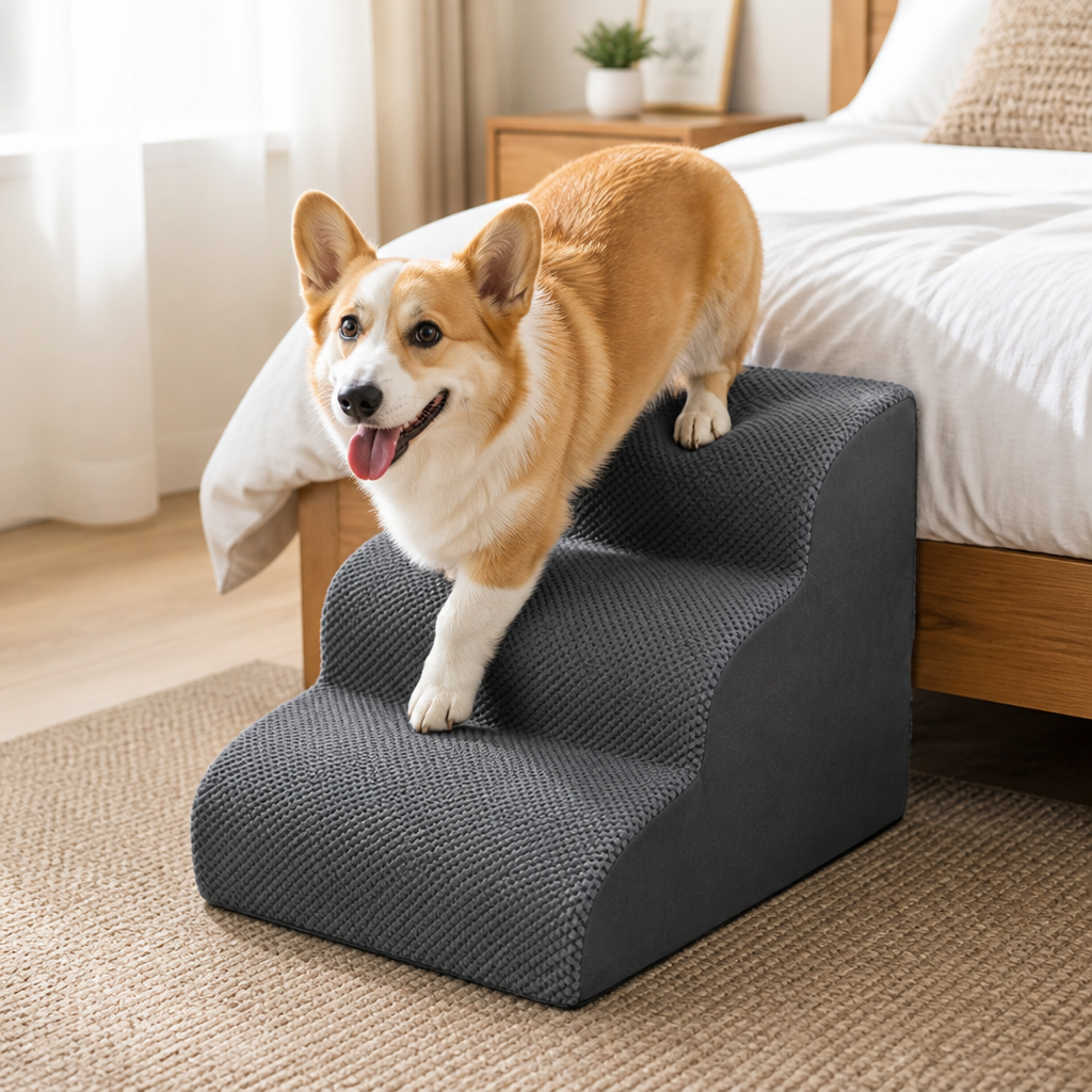 Orthopedic Non-Slip High-Density Foam Pet Stairs (Removable Washable Cover)