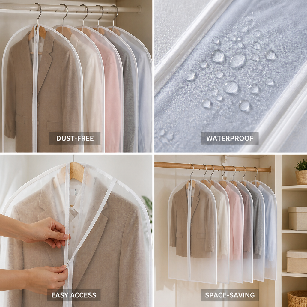 Clear Waterproof PEVA Garment Bags (12-Pack)