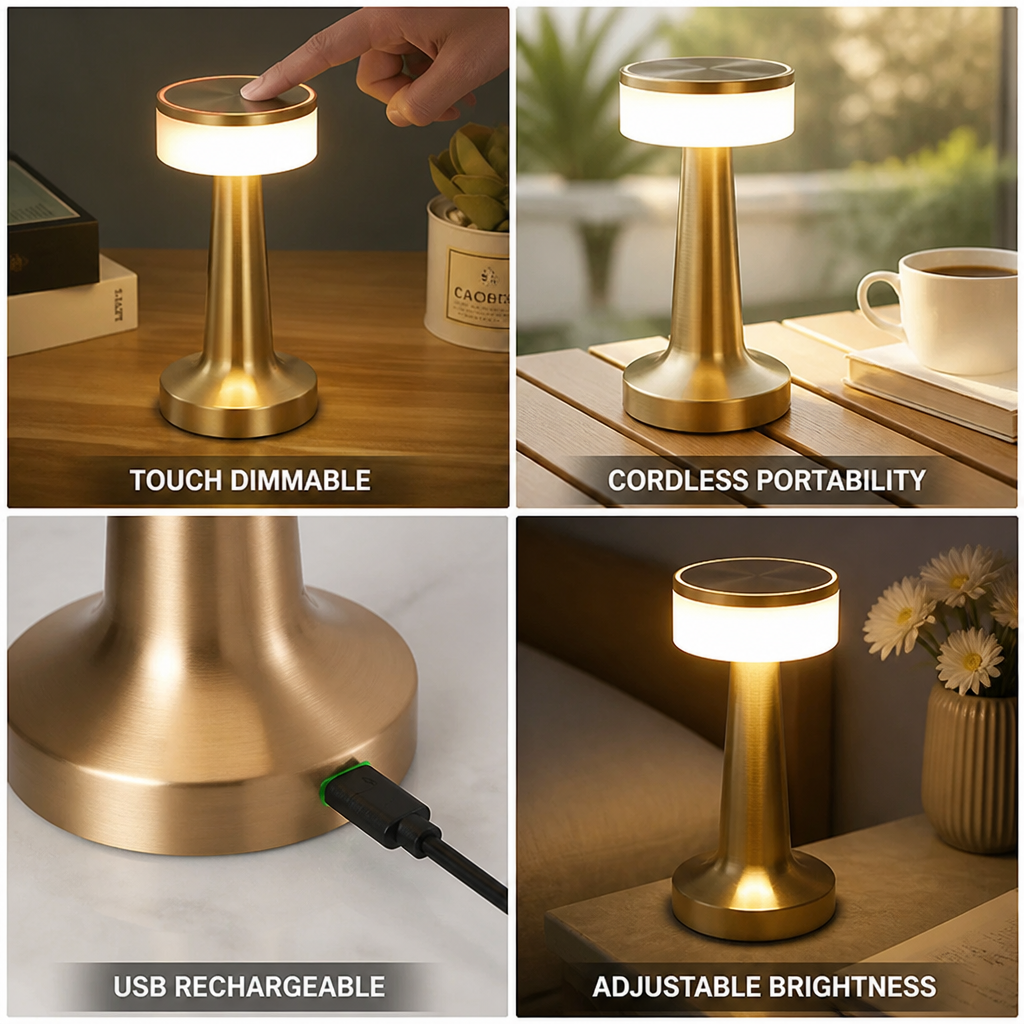 Portable Wireless Rechargeable Touch-Dimmable LED Table Lamp