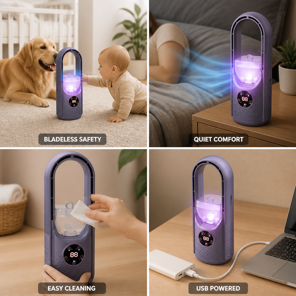 Bladeless USB-Powered Quiet Portable Fan