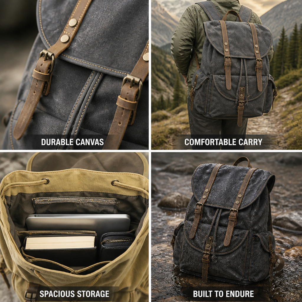 Durable Canvas Backpack (Padded Straps & Solid Buckles)