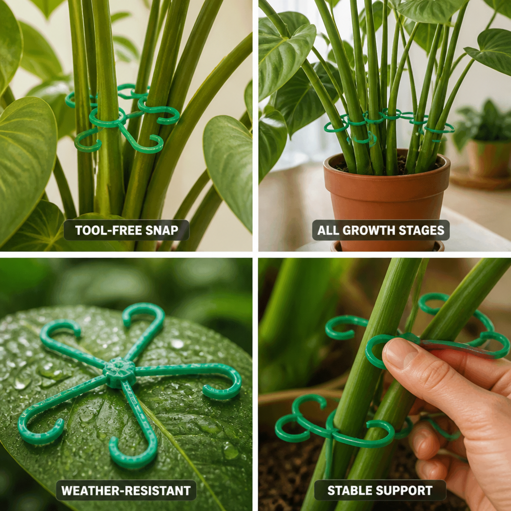 Tool-Free Snap Weather-Resistant Plant Support Cages (Set of 4)
