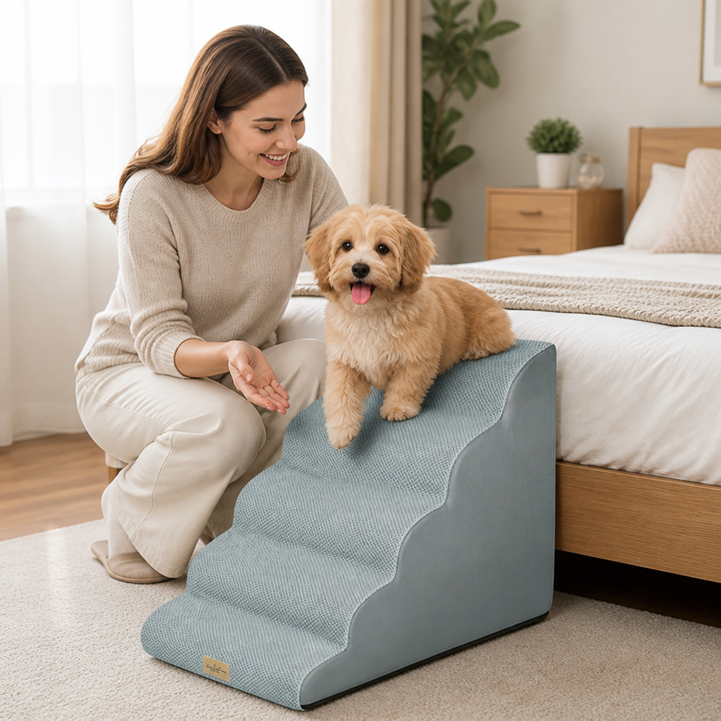 Non-Slip Polyester 5-Step Dog Stairs