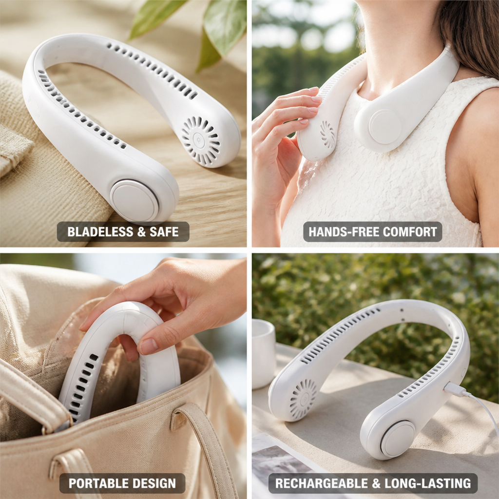 Bladeless 360-Degree Rechargeable Neck Fan