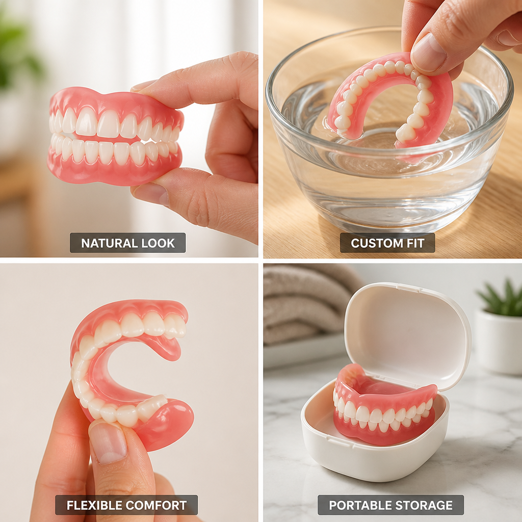 Soft Medical-Grade Heat-Moldable Silicone Denture Set (Full Upper & Lower)