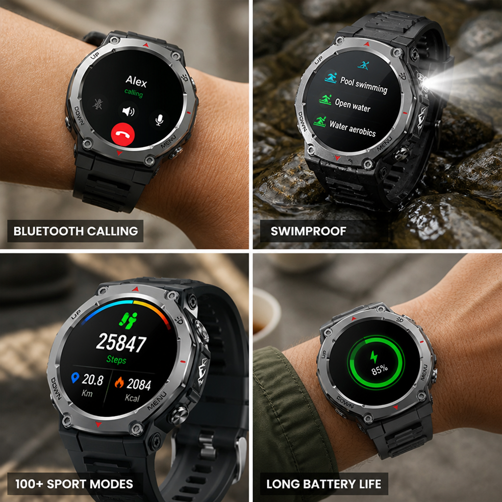 1.43" HD AMOLED Swimproof Smartwatch (100+ Sport Modes)