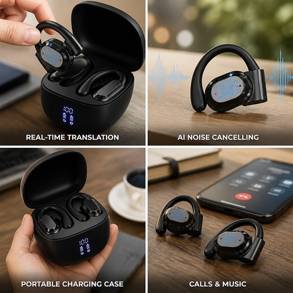 Real-Time Translation & AI Noise-Cancelling Wireless Earbuds