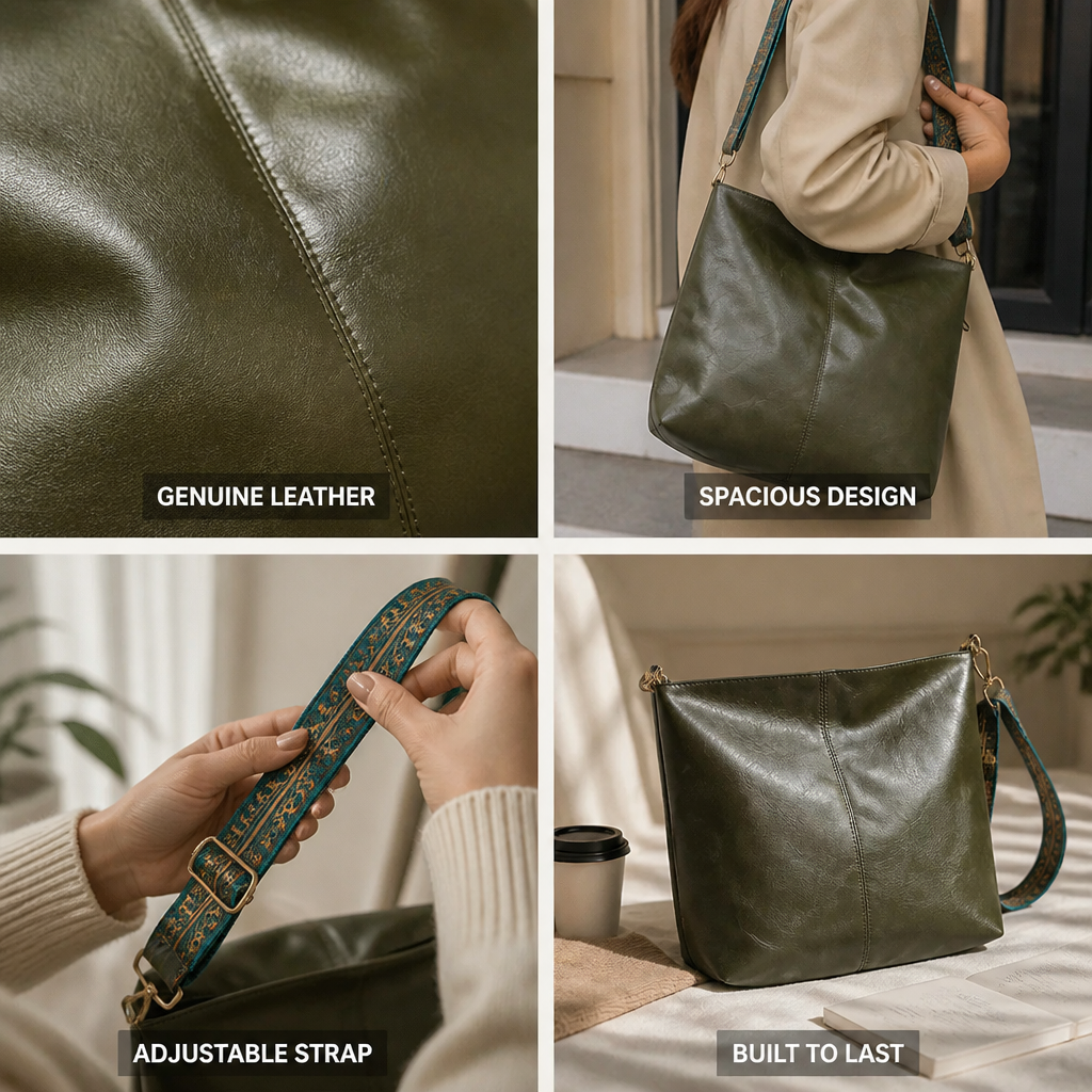 Genuine Leather Vintage Shoulder Bag (Adjustable Strap)