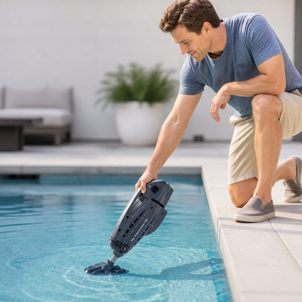 High-Suction Cordless Pool Vacuum (Removable Scrub Brush)
