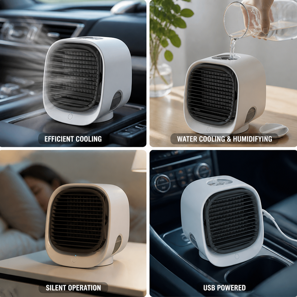 USB-Powered Water-Cooling & Humidifying Car Air Cooler